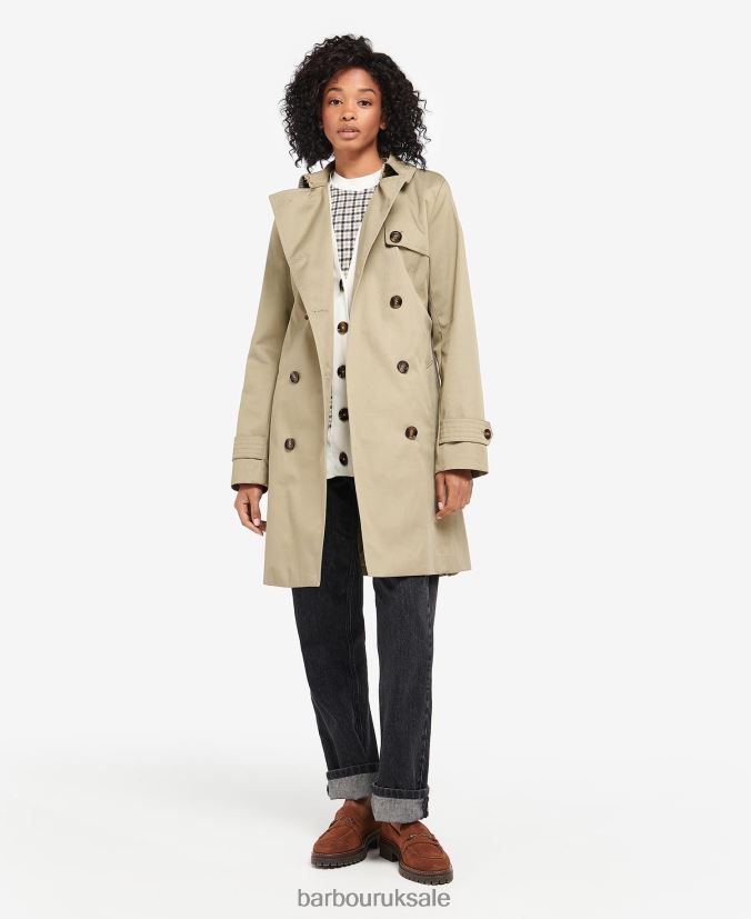 Short Greta Showerproof Trench Coat Barbour Women R08LB61526 Clothing Dark Navy/Ancient Poplar