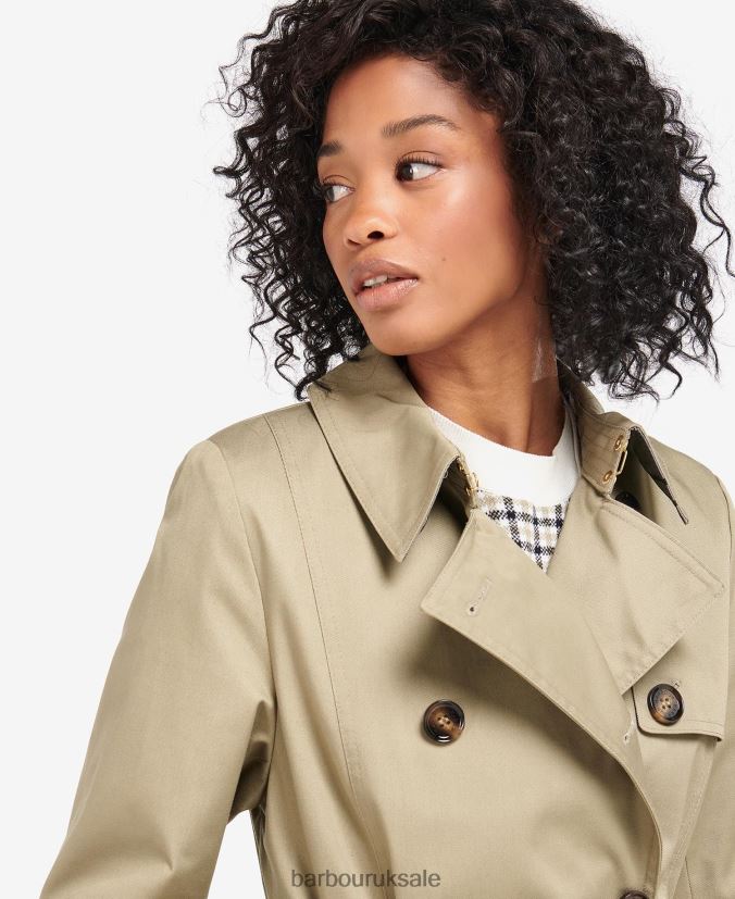Short Greta Showerproof Trench Coat Barbour Women R08LB61526 Clothing Dark Navy/Ancient Poplar