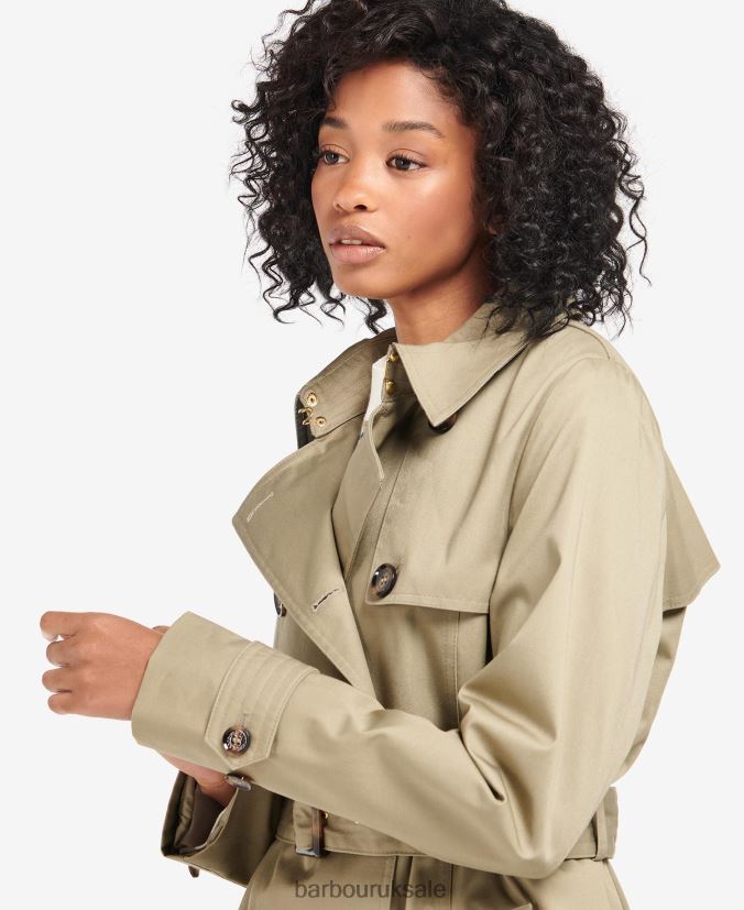 Short Greta Showerproof Trench Coat Barbour Women R08LB61526 Clothing Dark Navy/Ancient Poplar