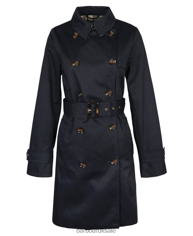 Short Greta Showerproof Trench Coat Barbour Women R08LB61528 Clothing Dark Navy/Ancient Poplar