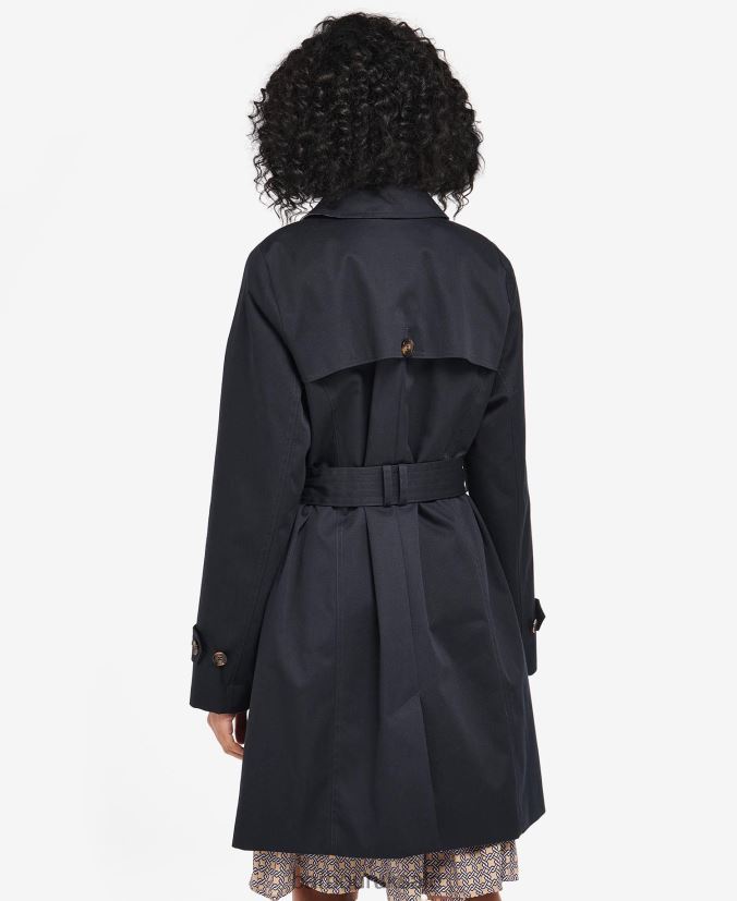 Short Greta Showerproof Trench Coat Barbour Women R08LB61528 Clothing Dark Navy/Ancient Poplar