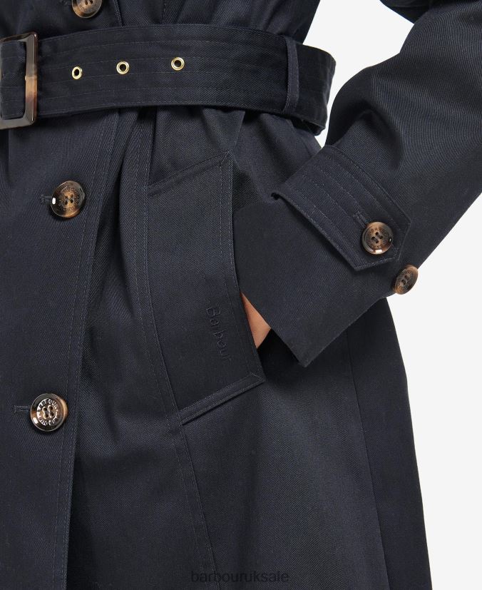 Short Greta Showerproof Trench Coat Barbour Women R08LB61528 Clothing Dark Navy/Ancient Poplar