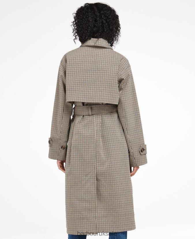 Somerland Check Trench Coat Barbour Women R08LB61525 Clothing Poplar Green Micro Check