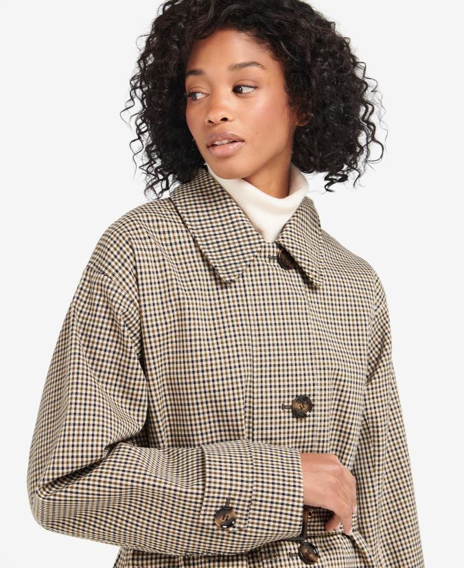 Somerland Check Trench Coat Barbour Women R08LB61525 Clothing Poplar Green Micro Check