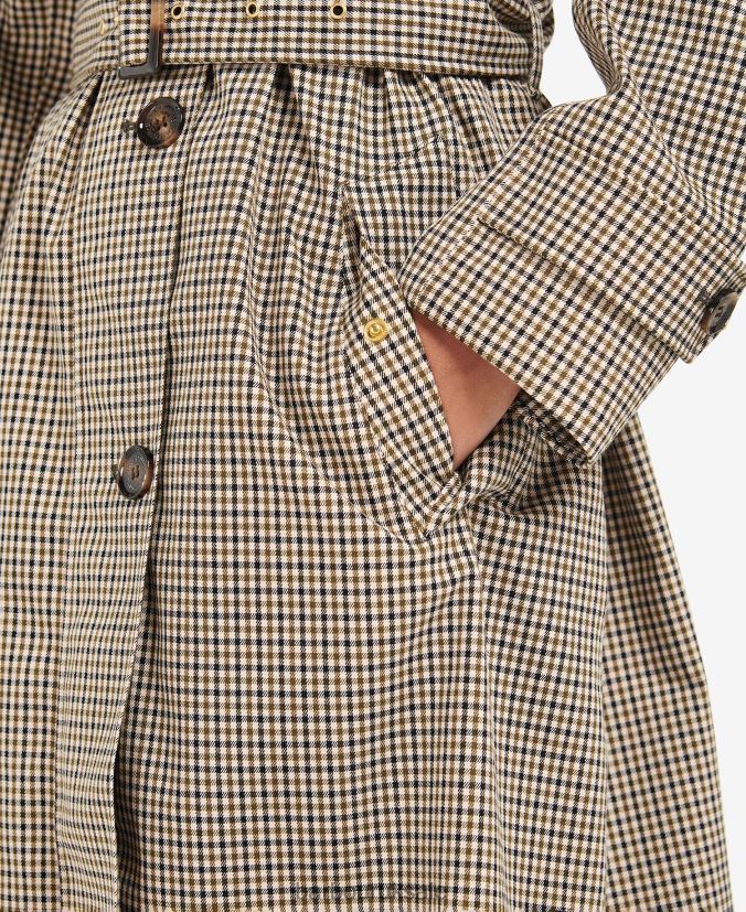 Somerland Check Trench Coat Barbour Women R08LB61525 Clothing Poplar Green Micro Check