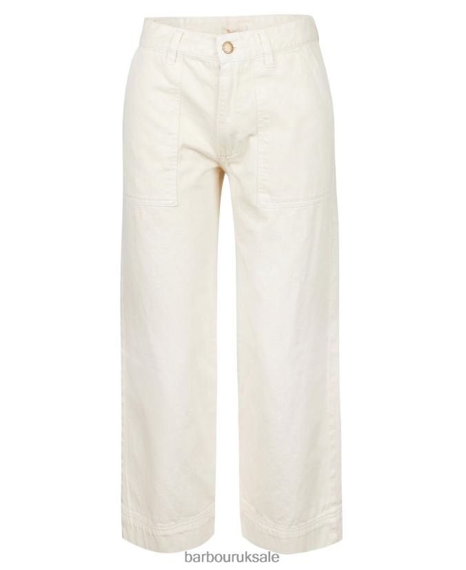 Southport Cropped Jeans Barbour Women R08LB61773 Clothing Ecru
