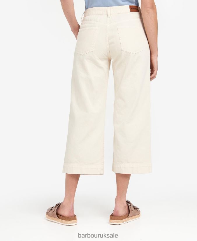 Southport Cropped Jeans Barbour Women R08LB61773 Clothing Ecru