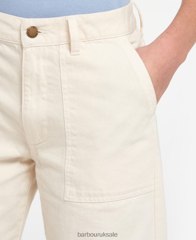 Southport Cropped Jeans Barbour Women R08LB61773 Clothing Ecru