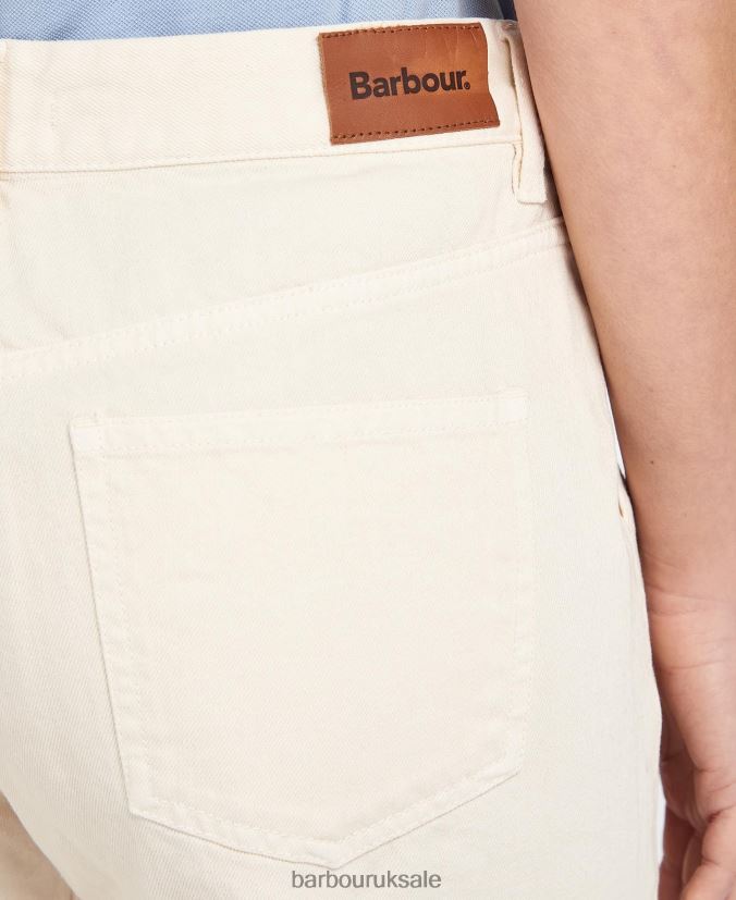 Southport Cropped Jeans Barbour Women R08LB61773 Clothing Ecru