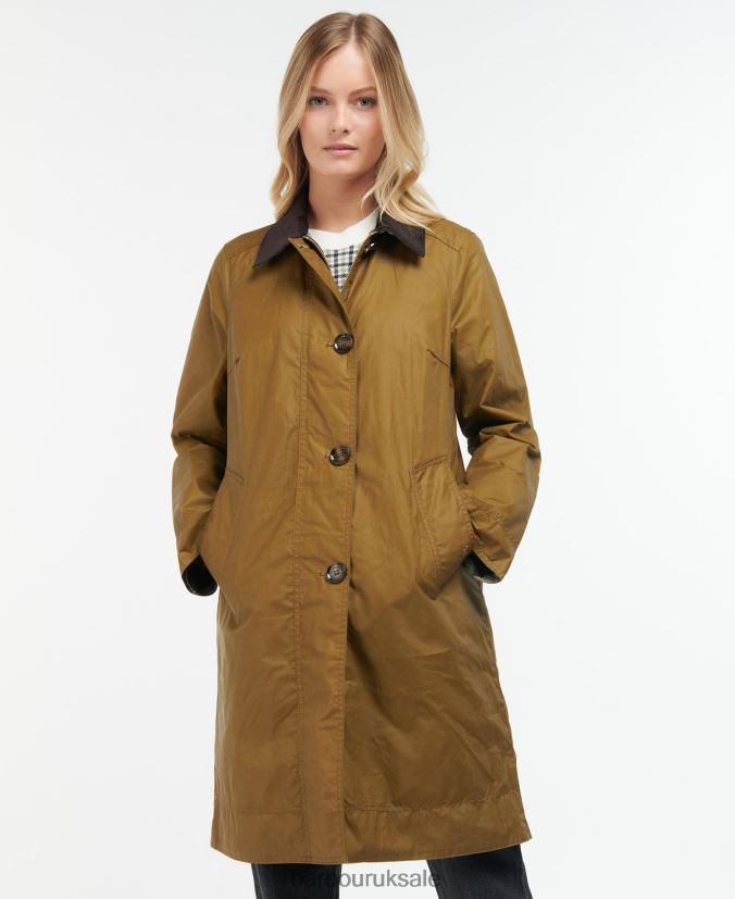 Brora Wax Jacket Barbour Women R08LB61391 Clothing Sand/Ancient Poplar