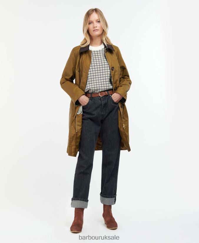 Brora Wax Jacket Barbour Women R08LB61391 Clothing Sand/Ancient Poplar