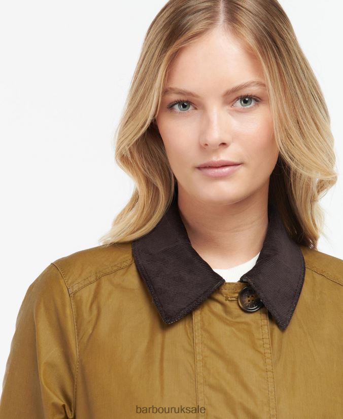 Brora Wax Jacket Barbour Women R08LB61391 Clothing Sand/Ancient Poplar