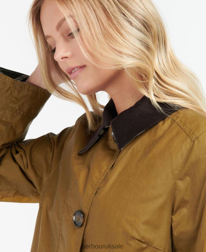 Brora Wax Jacket Barbour Women R08LB61391 Clothing Sand/Ancient Poplar