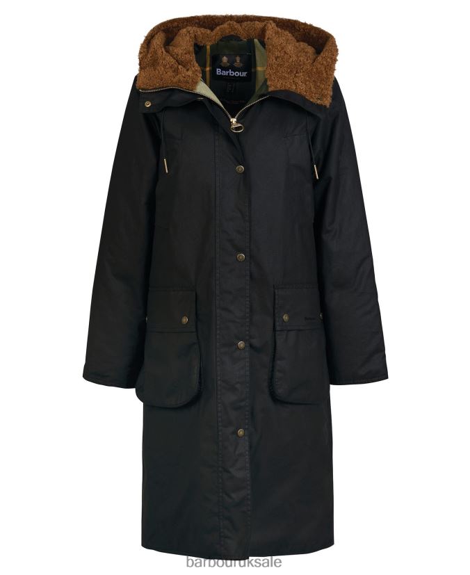 Gunnister Wax Jacket Barbour Women R08LB61395 Clothing Black/Ancient Tartan
