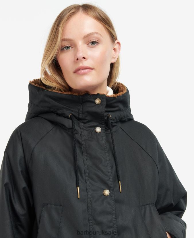 Gunnister Wax Jacket Barbour Women R08LB61395 Clothing Black/Ancient Tartan