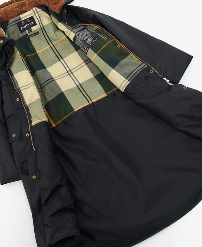 Gunnister Wax Jacket Barbour Women R08LB61395 Clothing Black/Ancient Tartan