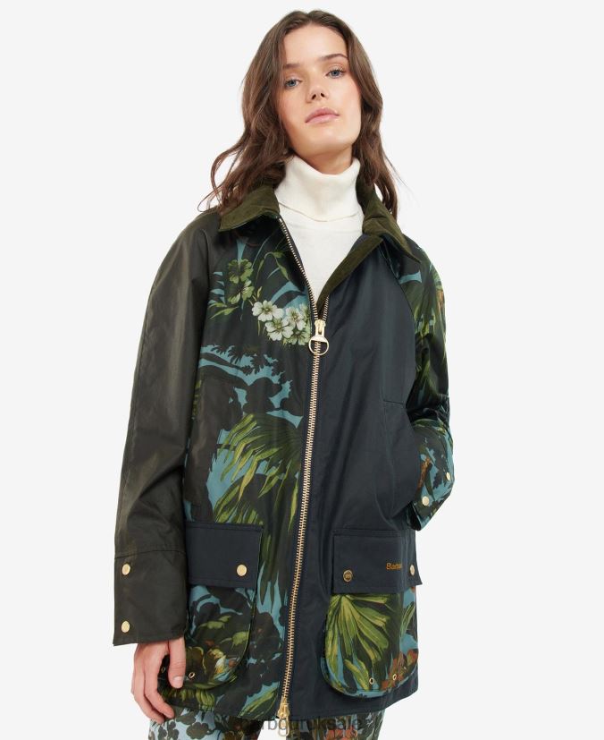Handley Wax Jacket Barbour x House of Hackney Women R08LB61384 Clothing Limerence/Sky/Navy