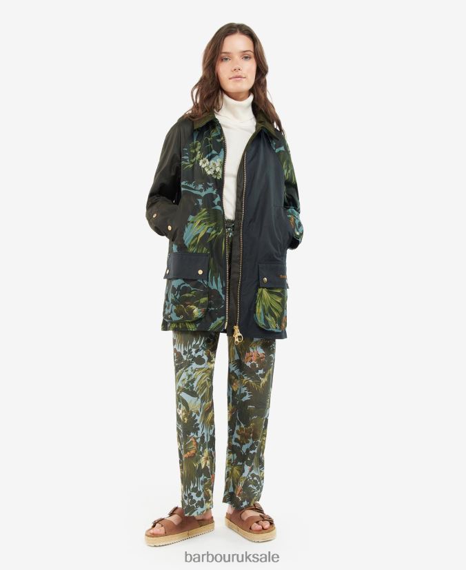 Handley Wax Jacket Barbour x House of Hackney Women R08LB61384 Clothing Limerence/Sky/Navy