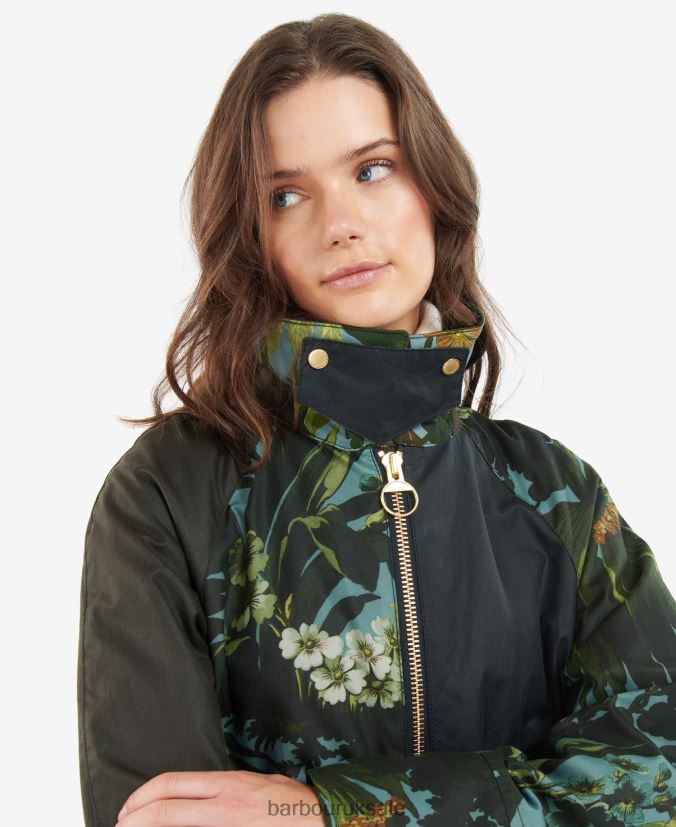 Handley Wax Jacket Barbour x House of Hackney Women R08LB61384 Clothing Limerence/Sky/Navy