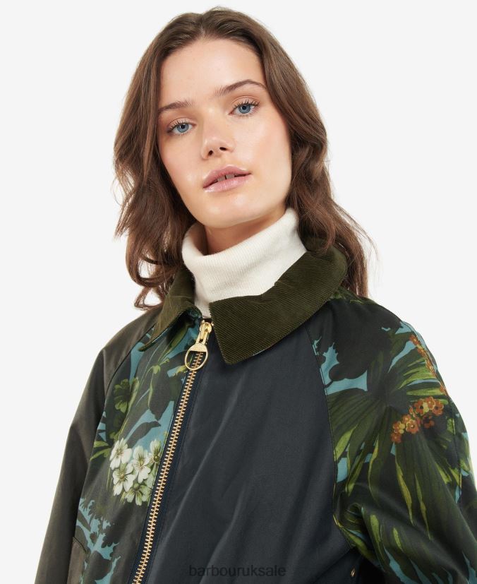 Handley Wax Jacket Barbour x House of Hackney Women R08LB61384 Clothing Limerence/Sky/Navy