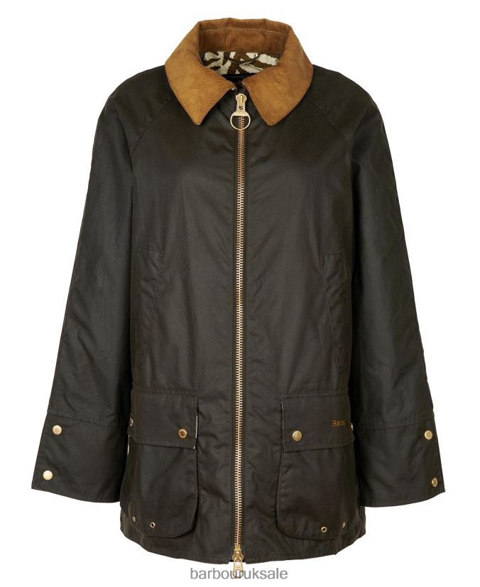 Handley Wax Jacket Barbour x House of Hackney Women R08LB61386 Clothing Olive/Equus/Cocoa