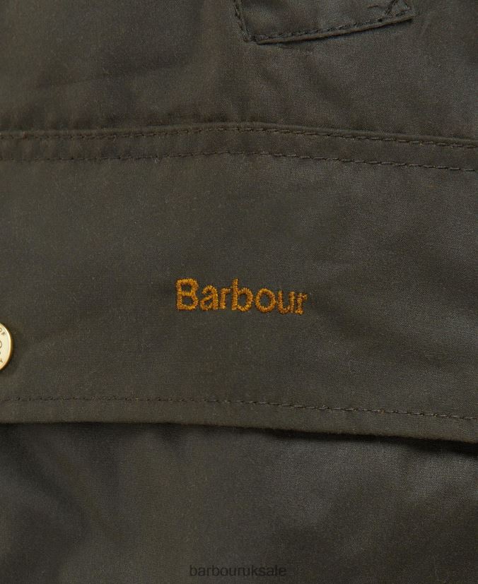 Handley Wax Jacket Barbour x House of Hackney Women R08LB61386 Clothing Olive/Equus/Cocoa