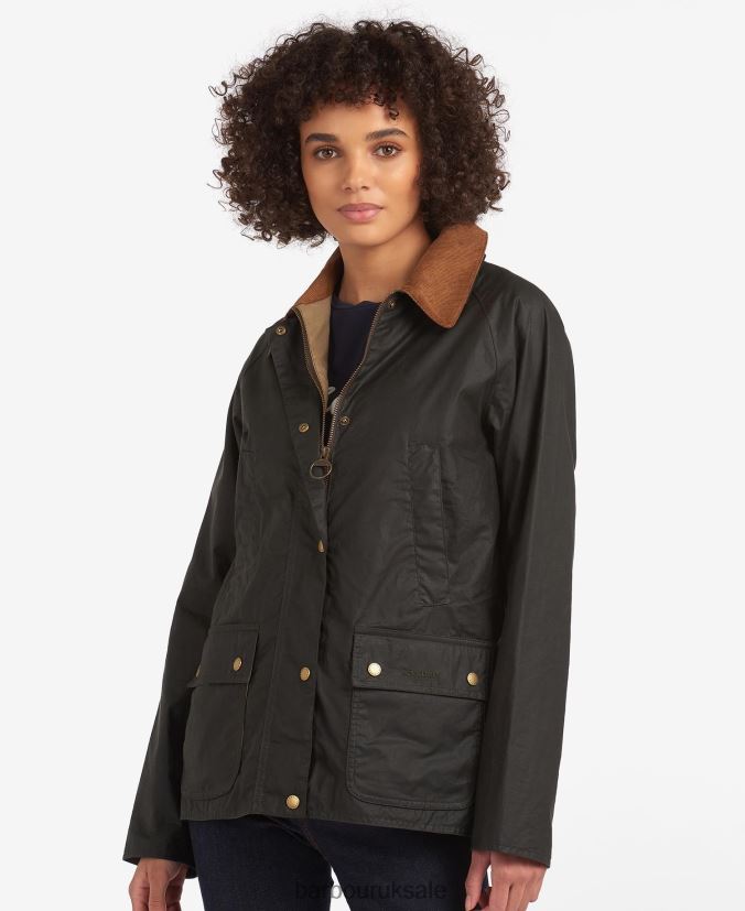 Lightweight Acorn Wax Jacket Barbour Women R08LB61393 Clothing Dark Olive