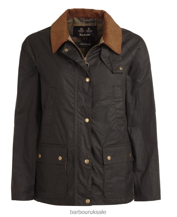 Lightweight Acorn Wax Jacket Barbour Women R08LB61393 Clothing Dark Olive