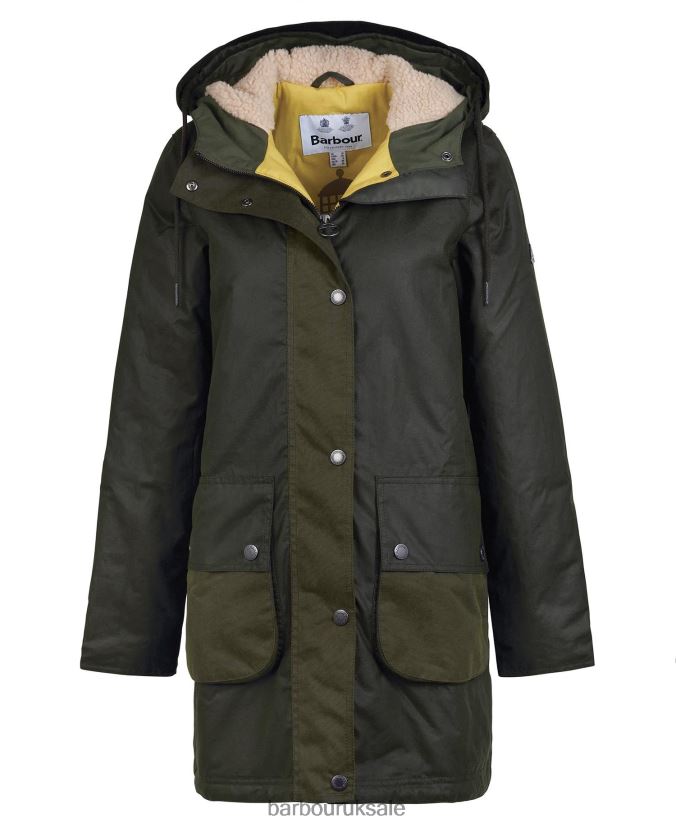 Lunan Wax Jacket Barbour Women R08LB61397 Clothing Fern/Olive/Limeade