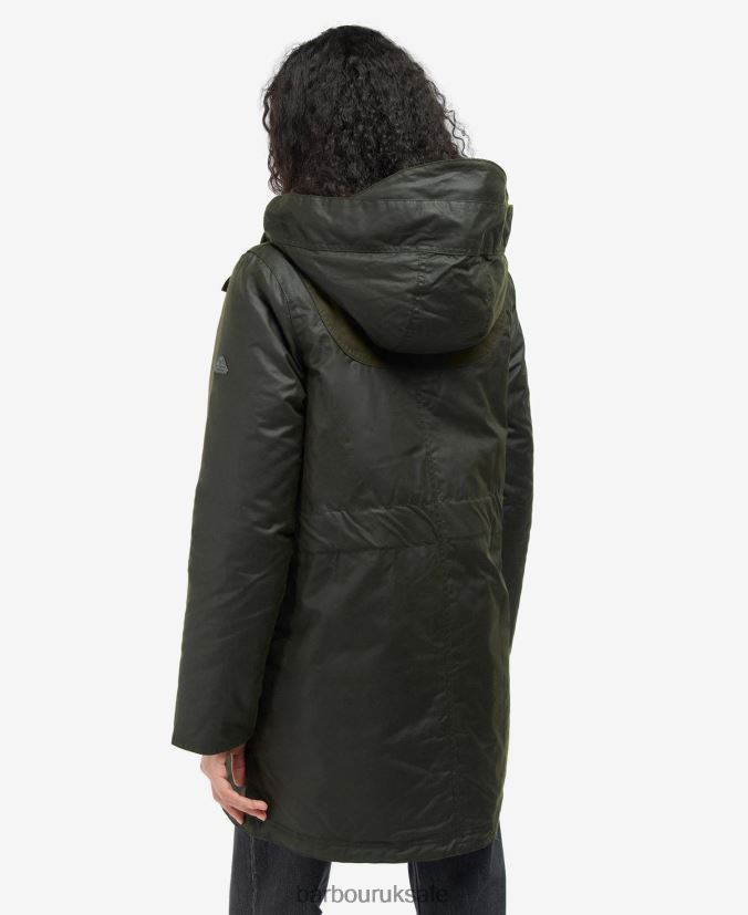 Lunan Wax Jacket Barbour Women R08LB61397 Clothing Fern/Olive/Limeade