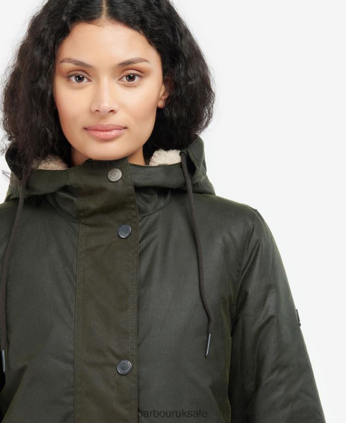 Lunan Wax Jacket Barbour Women R08LB61397 Clothing Fern/Olive/Limeade