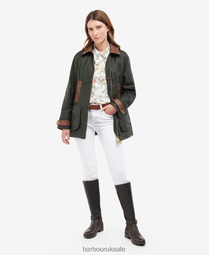 Premium Beadnell Waxed Jacket Barbour Women R08LB61387 Clothing Archive Olive/Ancient
