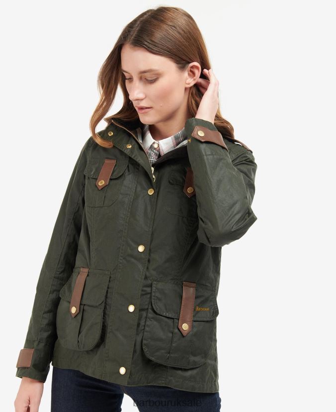 Premium Defence Waxed Jacket Barbour Women R08LB61396 Clothing Archive Olive/Ancient