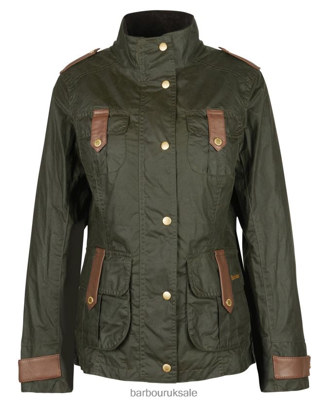 Premium Defence Waxed Jacket Barbour Women R08LB61396 Clothing Archive Olive/Ancient