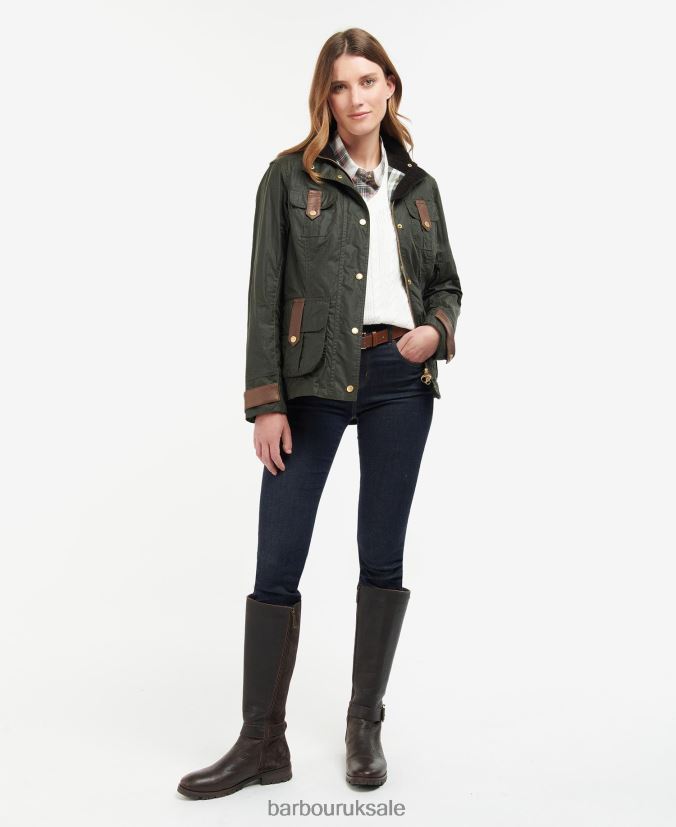 Premium Defence Waxed Jacket Barbour Women R08LB61396 Clothing Archive Olive/Ancient