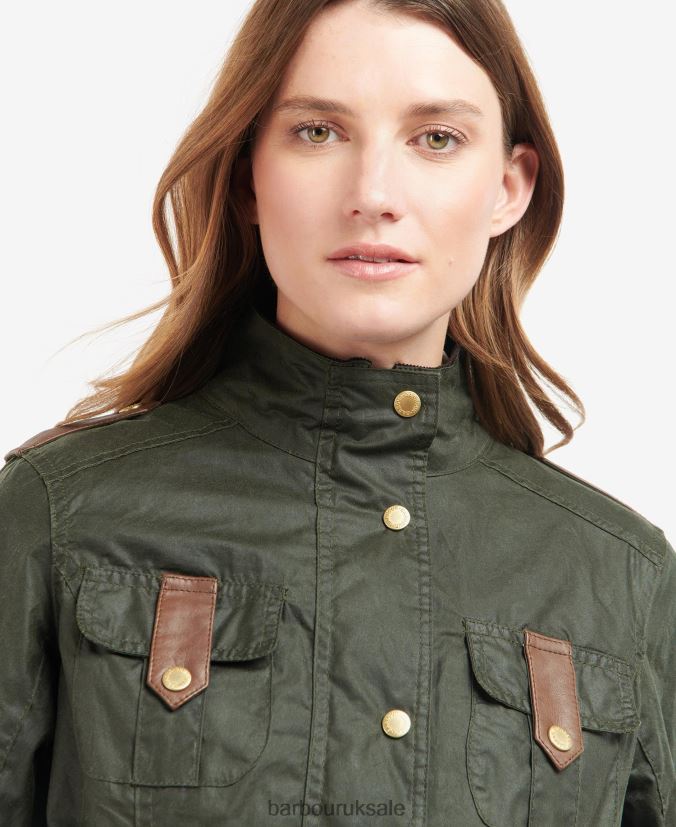 Premium Defence Waxed Jacket Barbour Women R08LB61396 Clothing Archive Olive/Ancient