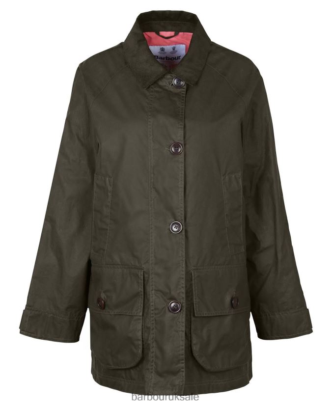 Salt Waxed Jacket Barbour Women R08LB61379 Clothing Archive Olive/Pink Punch