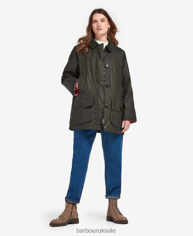 Salt Waxed Jacket Barbour Women R08LB61379 Clothing Archive Olive/Pink Punch