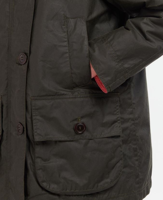 Salt Waxed Jacket Barbour Women R08LB61379 Clothing Archive Olive/Pink Punch