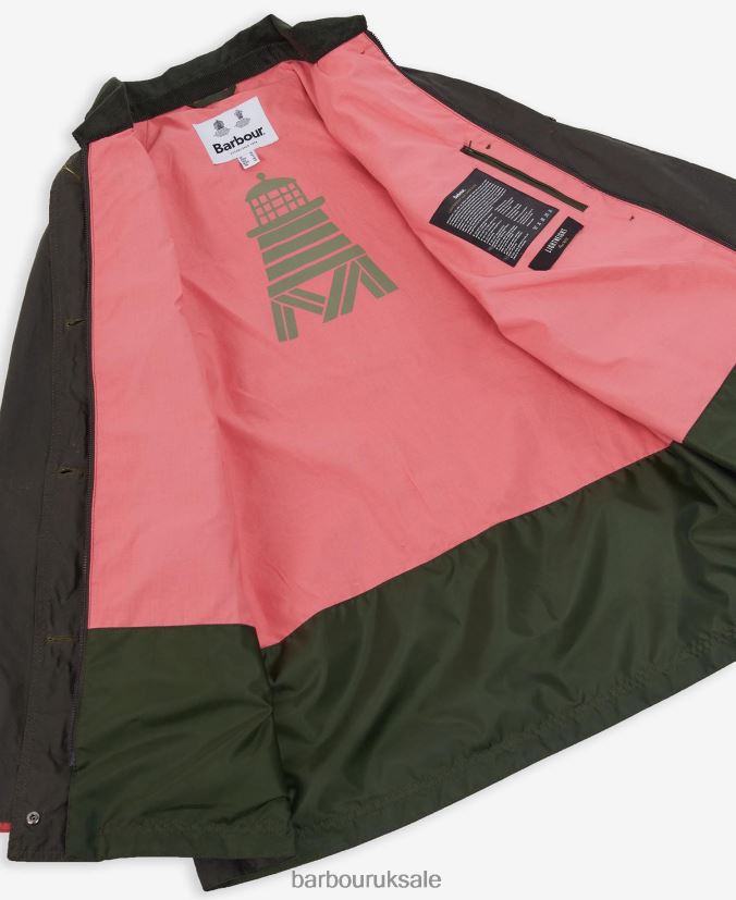Salt Waxed Jacket Barbour Women R08LB61379 Clothing Archive Olive/Pink Punch