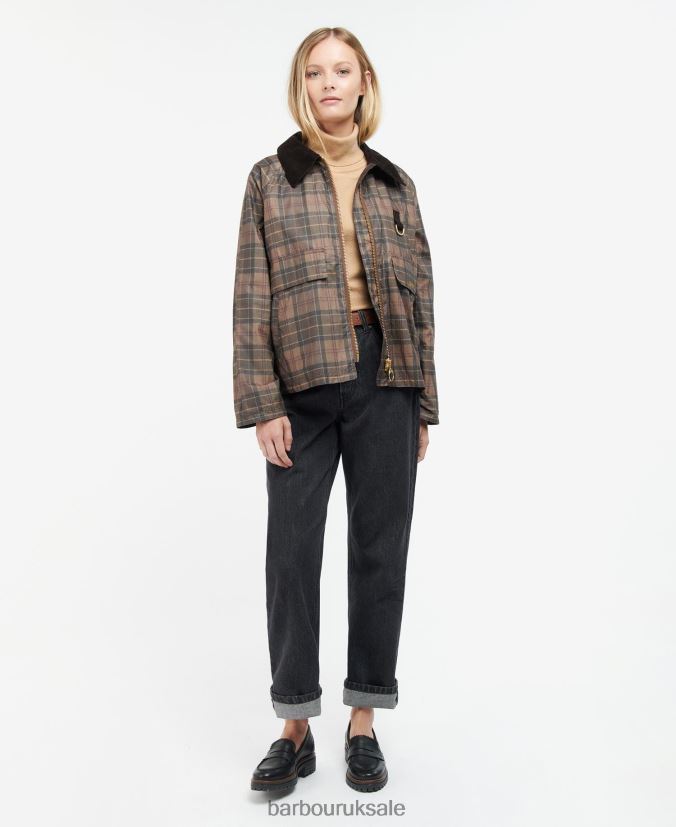 Tartan Eddleston Waxed Jacket Barbour Women R08LB61372 Clothing Muted Tartan/Brown