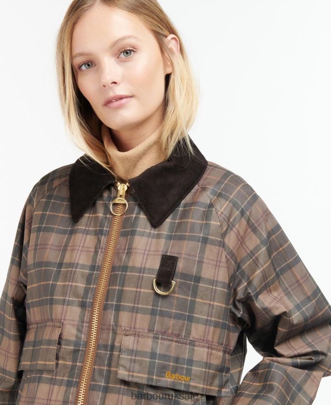 Tartan Eddleston Waxed Jacket Barbour Women R08LB61372 Clothing Muted Tartan/Brown