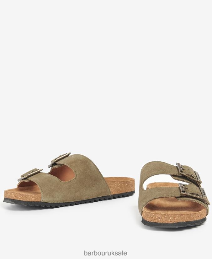 Allegra Two Strap Sandals Barbour Women R08LB62113 Footwear Olivine Suede