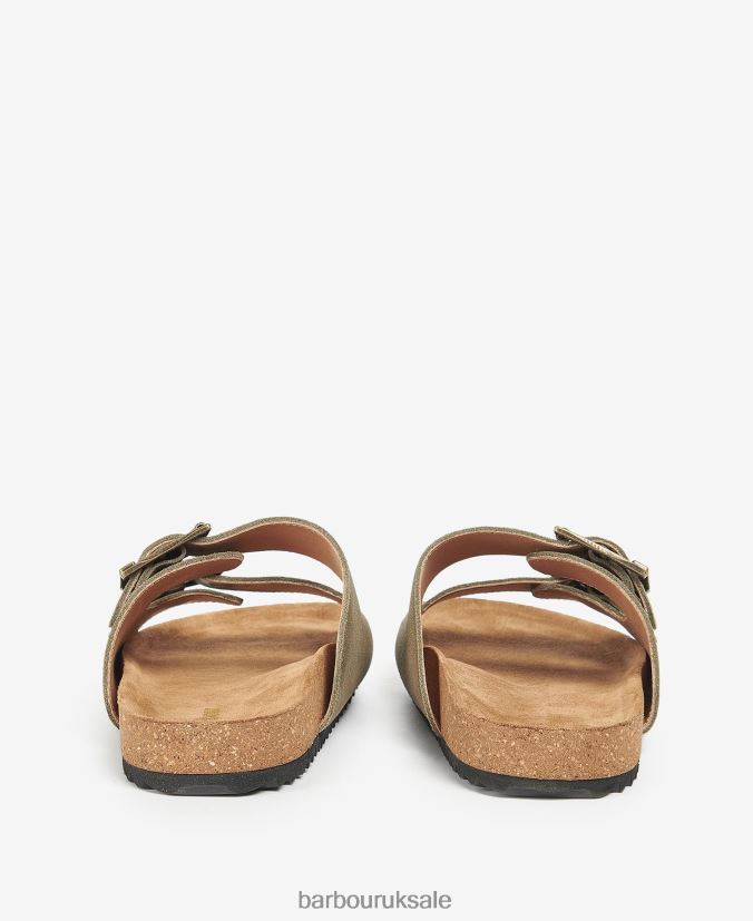 Allegra Two Strap Sandals Barbour Women R08LB62113 Footwear Olivine Suede
