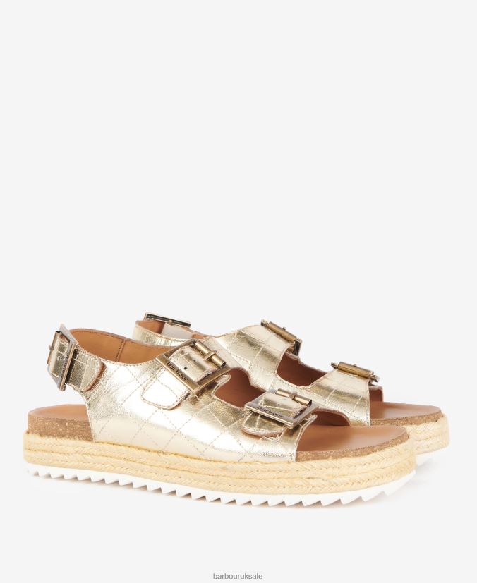 Helena Flatform Sandals Barbour Women R08LB62110 Footwear Gold Metallic