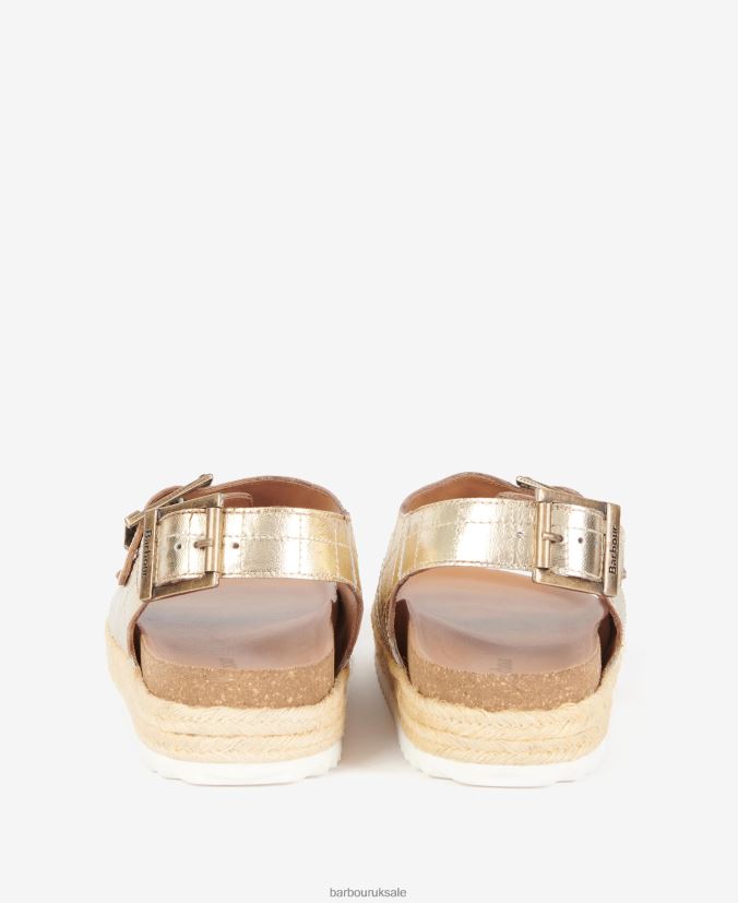 Helena Flatform Sandals Barbour Women R08LB62110 Footwear Gold Metallic