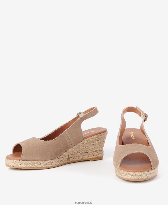 Nadia Peep-Toe Espadrille Wedges Barbour Women R08LB62090 Footwear Cognac