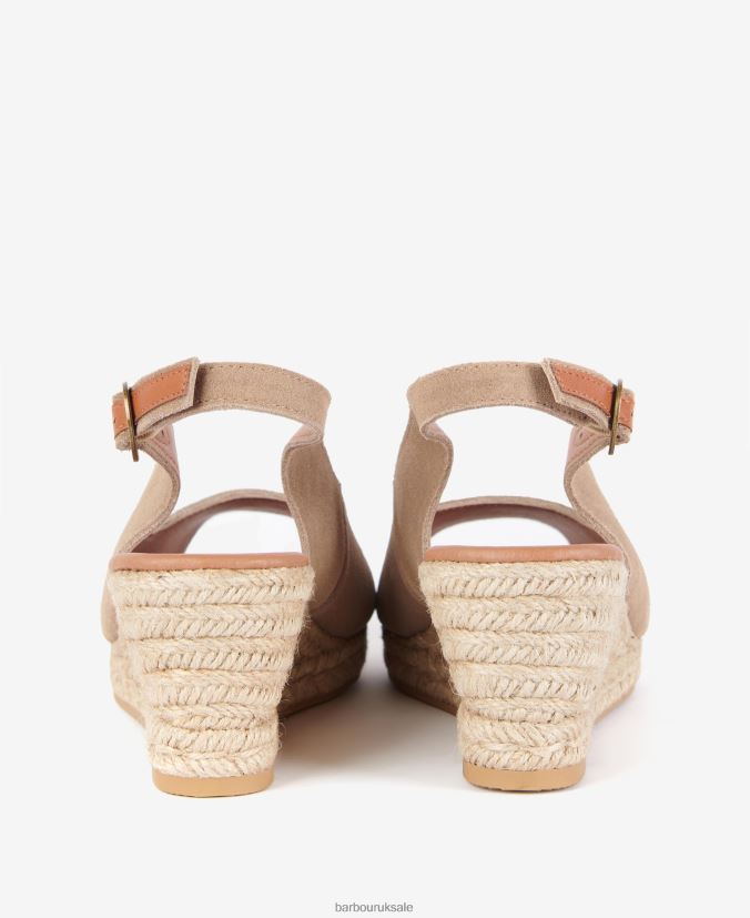 Nadia Peep-Toe Espadrille Wedges Barbour Women R08LB62090 Footwear Cognac