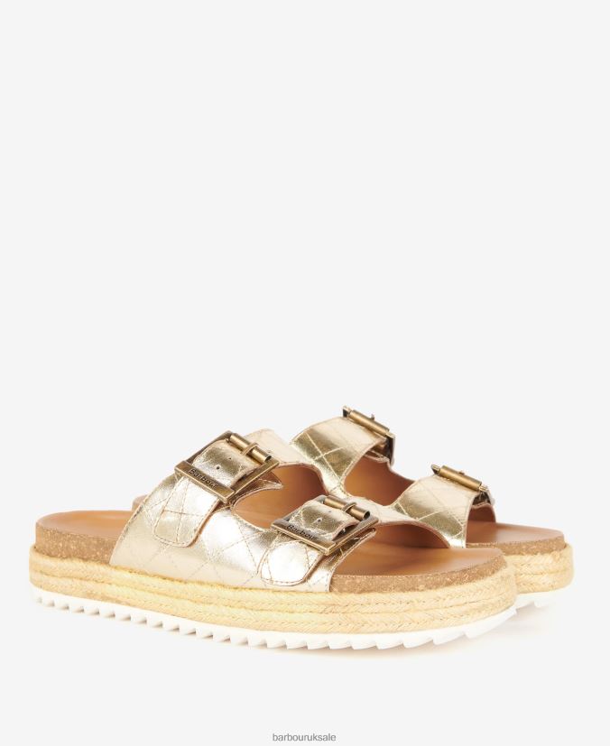 Pamela Diamond Quilted Sandals Barbour Women R08LB62096 Footwear Classic White