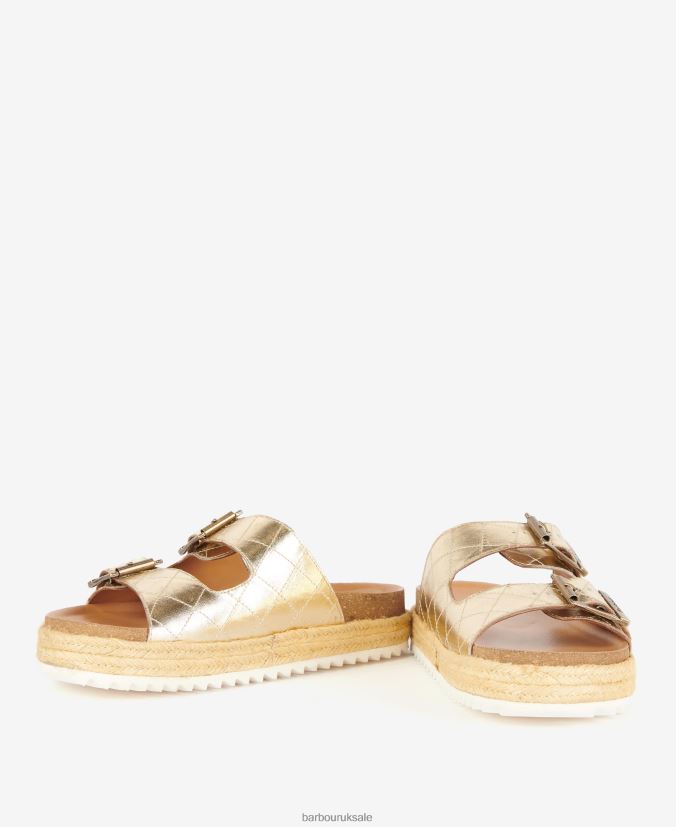 Pamela Diamond Quilted Sandals Barbour Women R08LB62096 Footwear Classic White